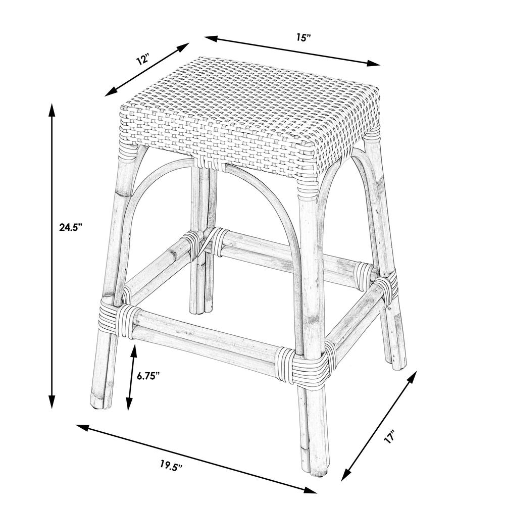 Robias Rectangular Rattan 24.5" Counter Stool, Natural. Picture 8