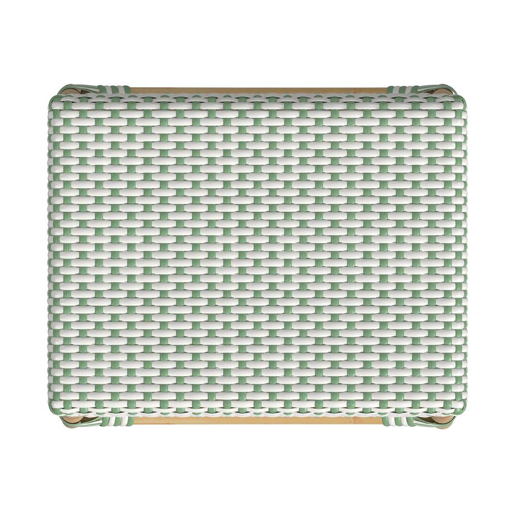 Robias Rectangular Rattan 24.5" Counter Stool, White and Green Dot. Picture 4