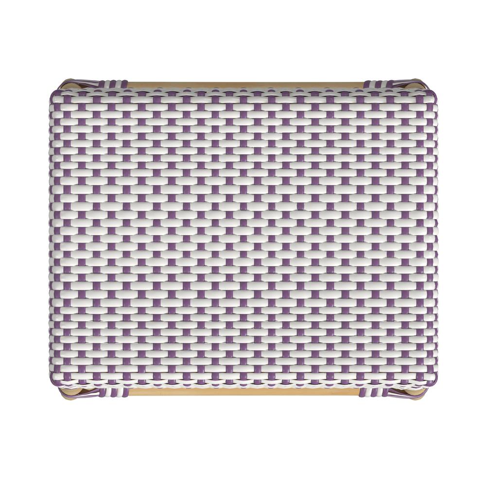 Robias Rectangular Rattan 24.5" Counter Stool, White and Purple Dot. Picture 4