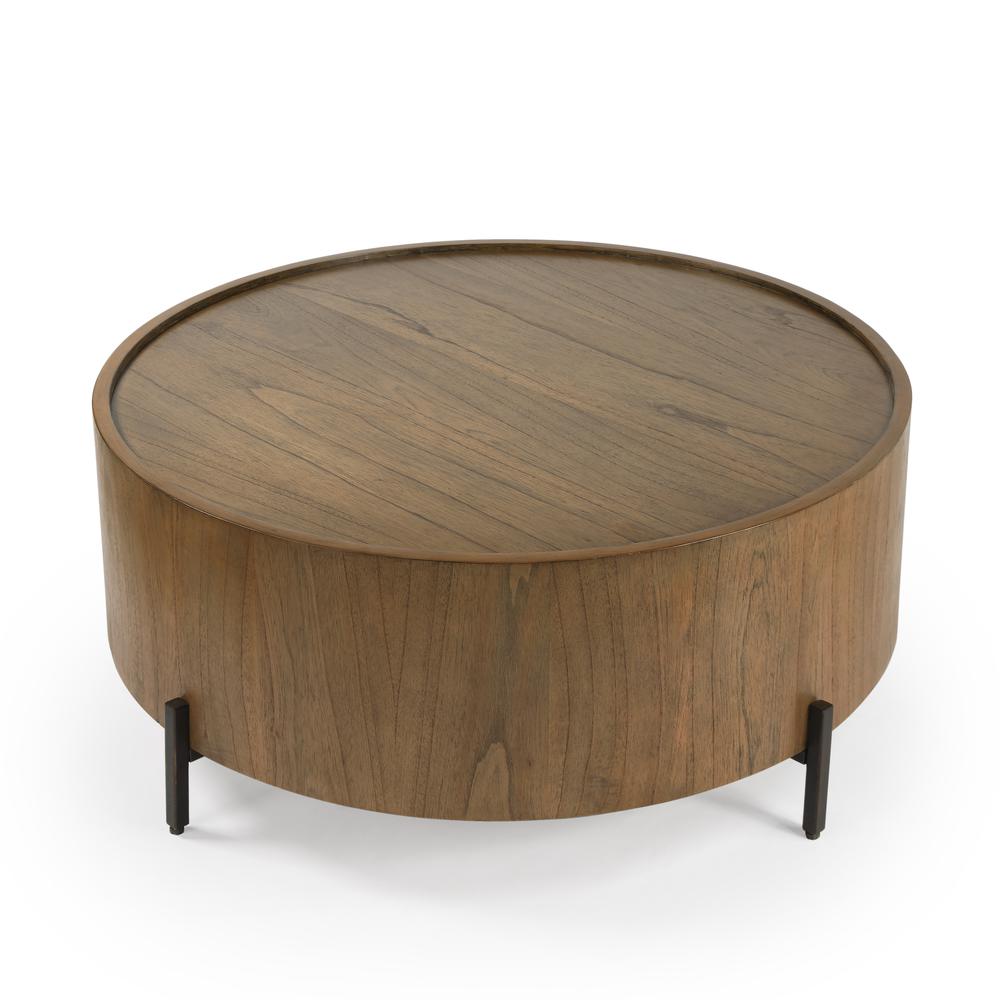 Tori Round Coffee Table, Medium Brown. Picture 2