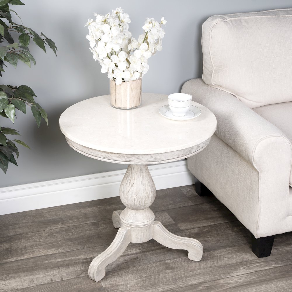 Danielle Marble 24" Pedestal Side Table, Gray. Picture 9