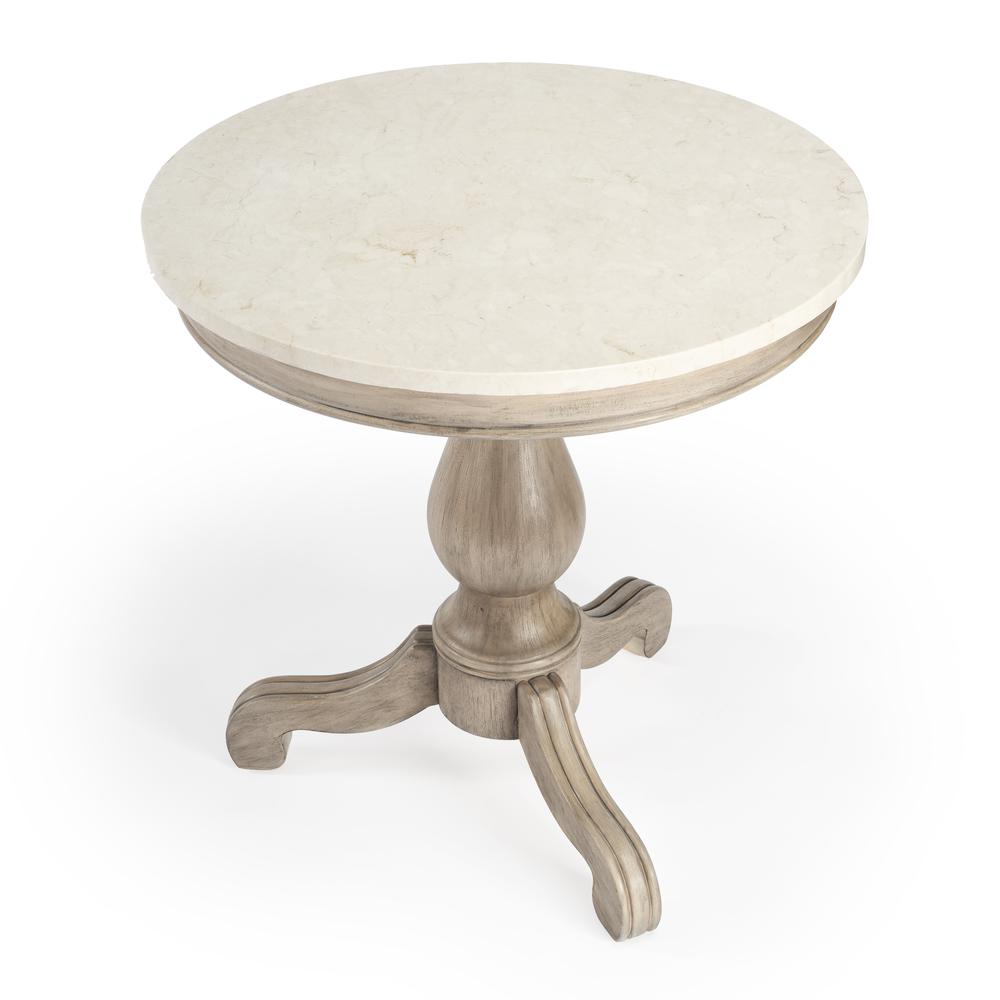 Danielle Marble 24" Pedestal Side Table, Tan/Beige. Picture 1