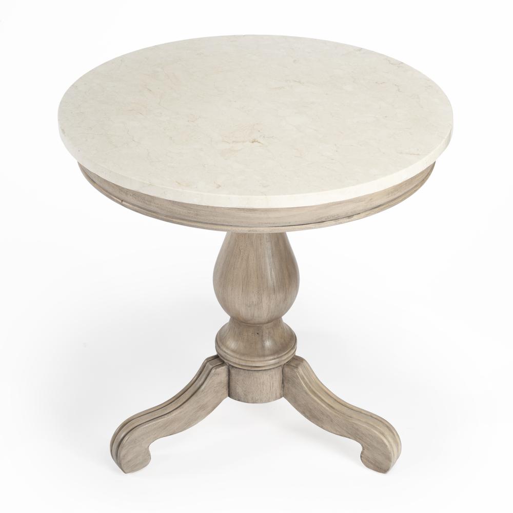 Danielle Marble 24" Pedestal Side Table, Tan/Beige. Picture 2
