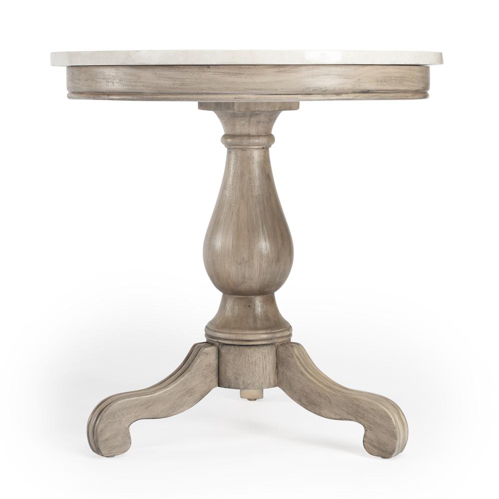 Danielle Marble 24" Pedestal Side Table, Tan/Beige. Picture 3