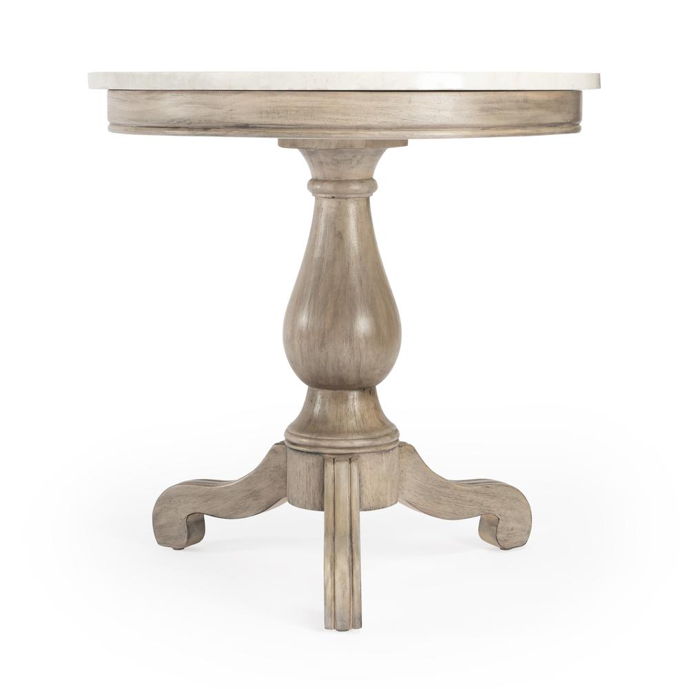 Danielle Marble 24" Pedestal Side Table, Tan/Beige. Picture 4