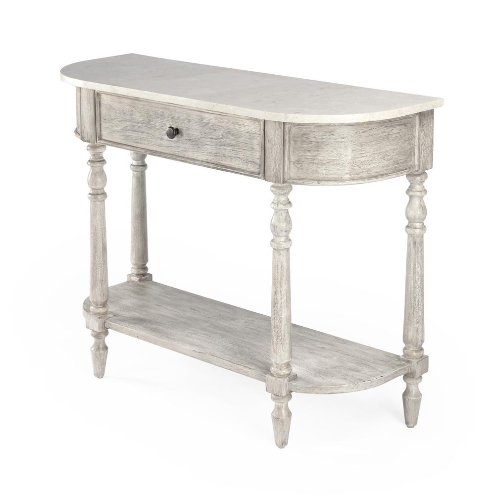 Danielle Marble 40" one- drawer Console Table, Gray. Picture 1