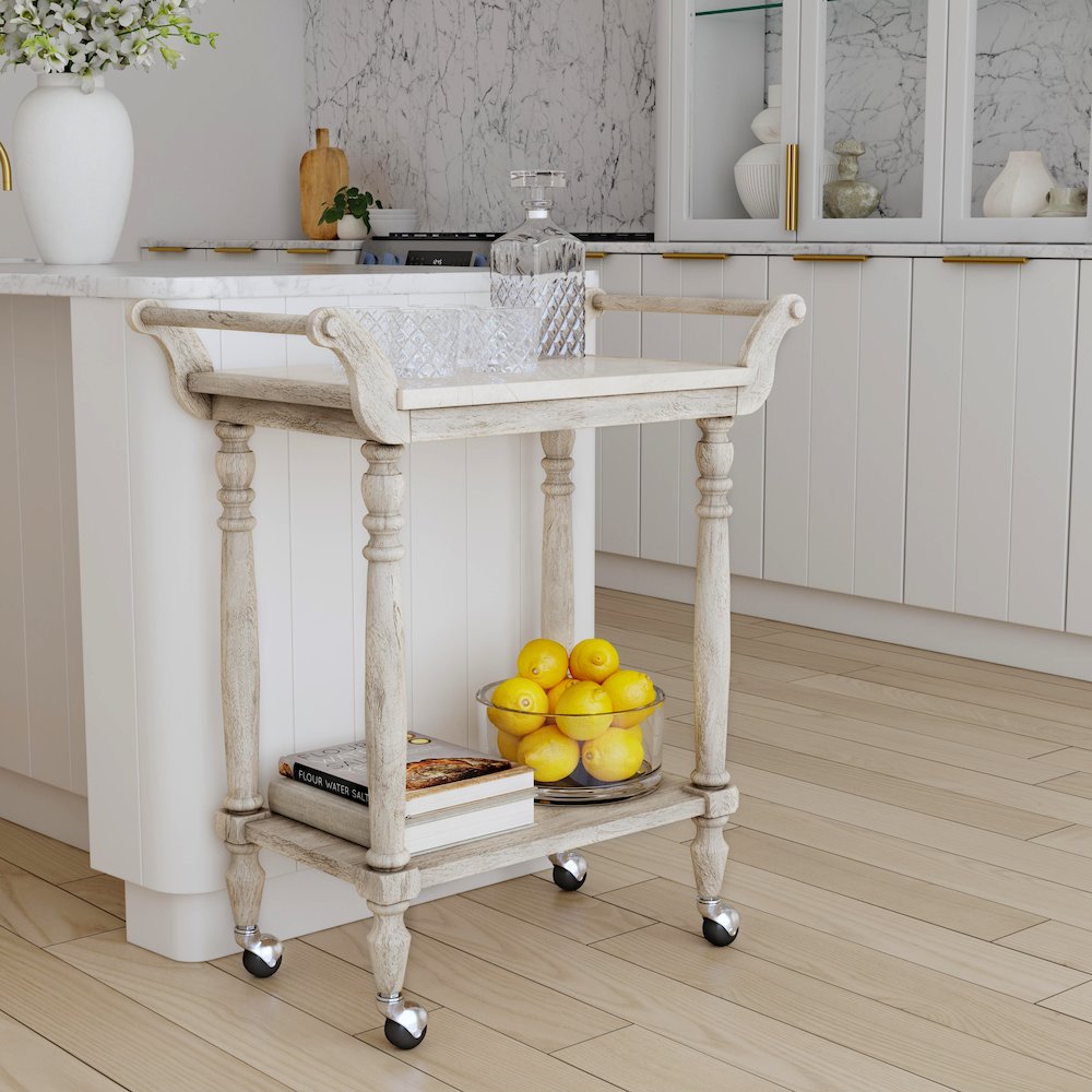 Danielle Marble Bar Cart, Gray. Picture 8