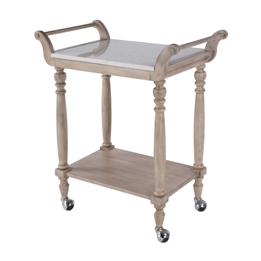 Danielle Marble Bar Cart, Tan/Beige. Picture 1