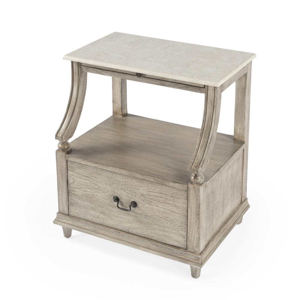 Mabel Marble 1 drawer Nightstand, Gray. Picture 1