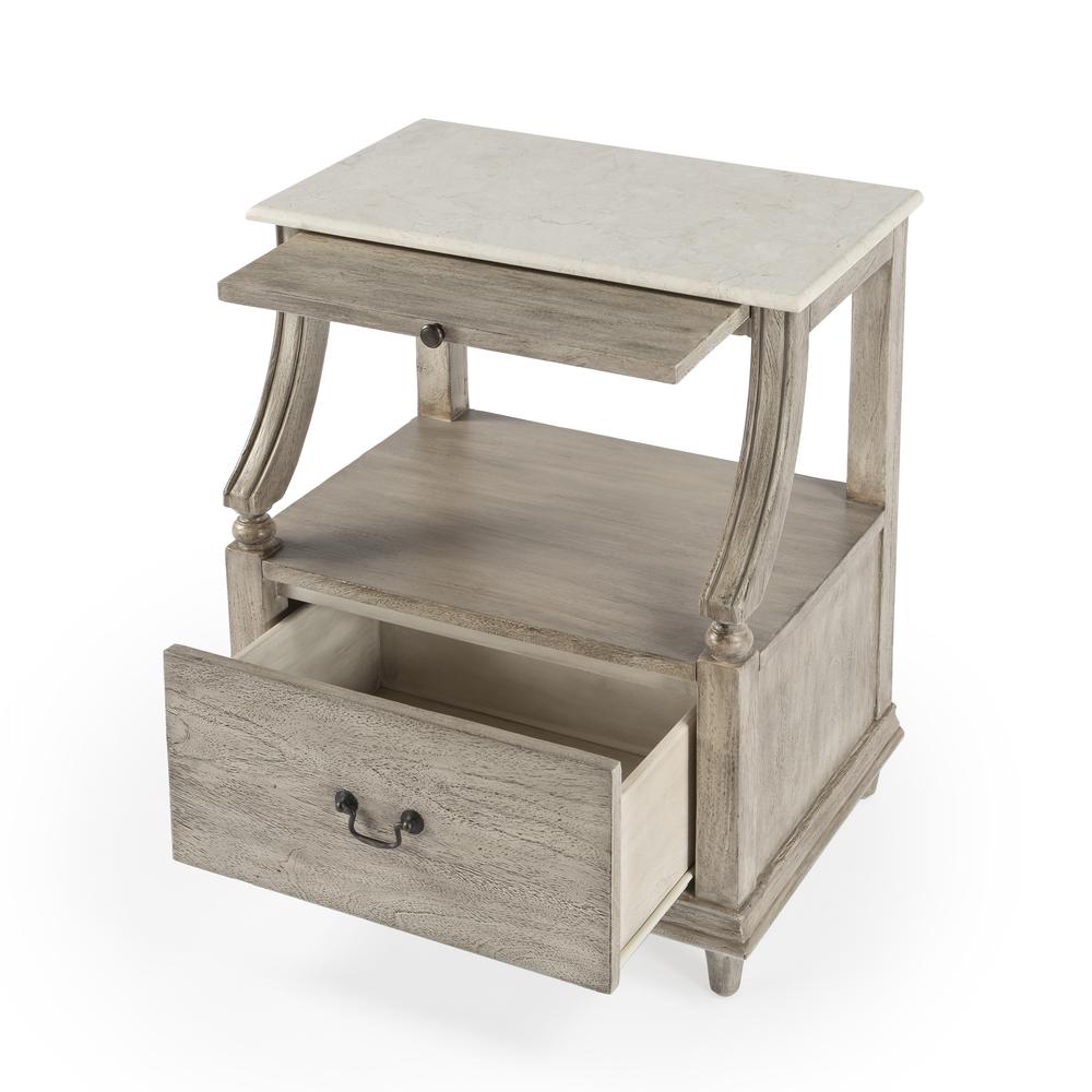 Mabel Marble 1 drawer Nightstand, Gray. Picture 2