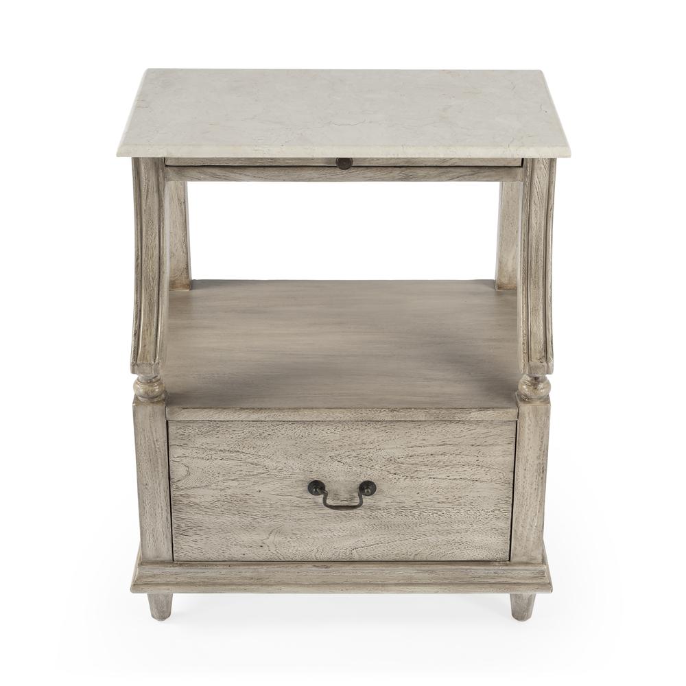 Mabel Marble 1 drawer Nightstand, Gray. Picture 3