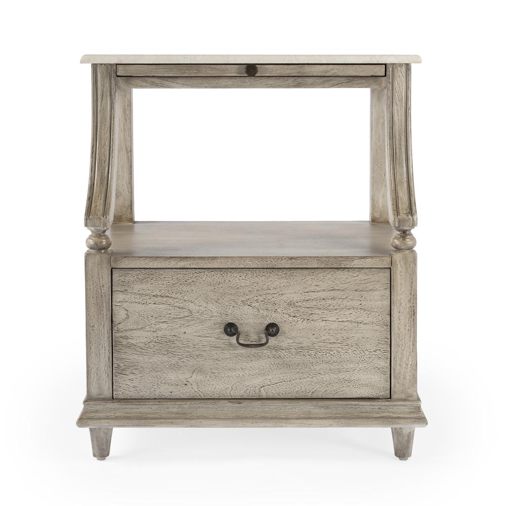 Mabel Marble 1 drawer Nightstand, Gray. Picture 4