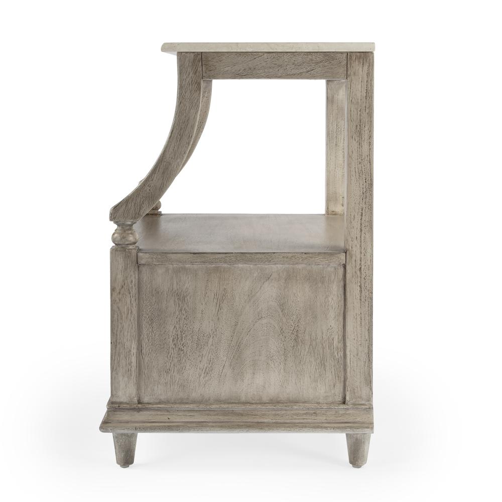 Mabel Marble 1 drawer Nightstand, Gray. Picture 5