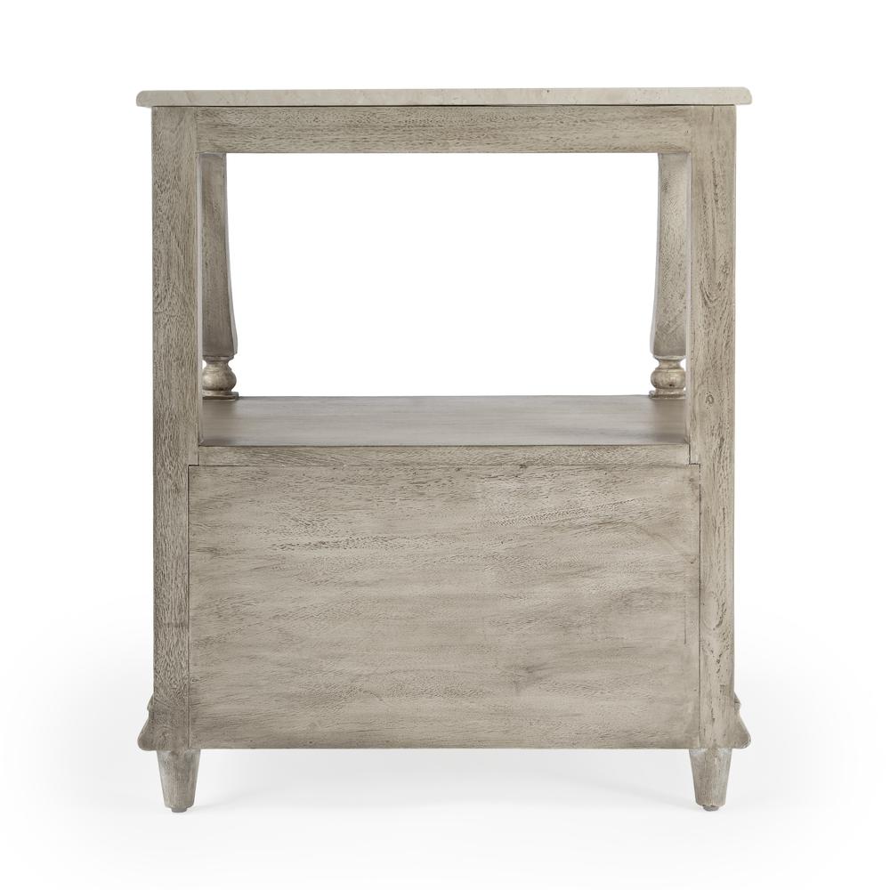 Mabel Marble 1 drawer Nightstand, Gray. Picture 6