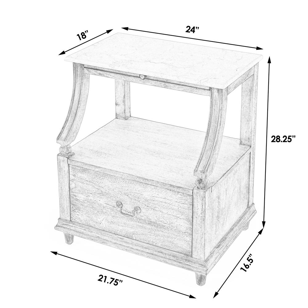 Mabel Marble 1 drawer Nightstand, Gray. Picture 9