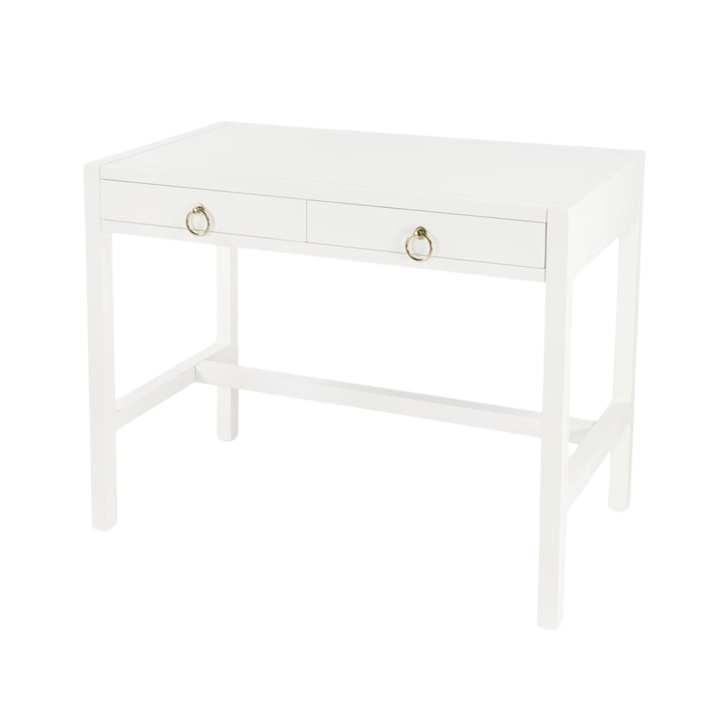 White Writing Desk with Drawer – Narrow Desk with Drawers for Home Use
