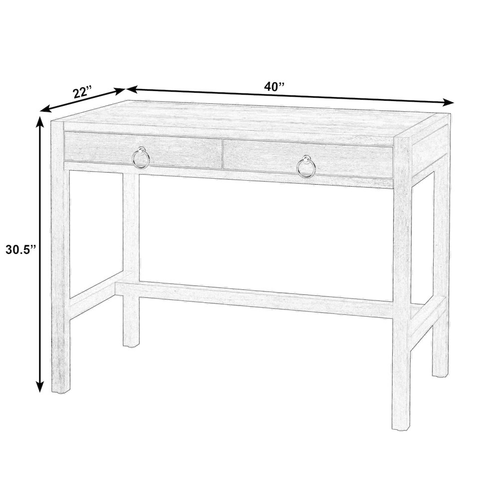 Lark 40 in. W Rectangular Wood 2 Drawer Writing Desk, Black. Picture 3