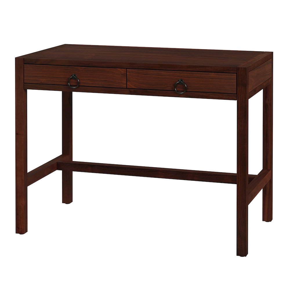 Lark 40 in. W Rectangular Wood 2 Drawer Writing Desk, Medium Brown. Picture 1