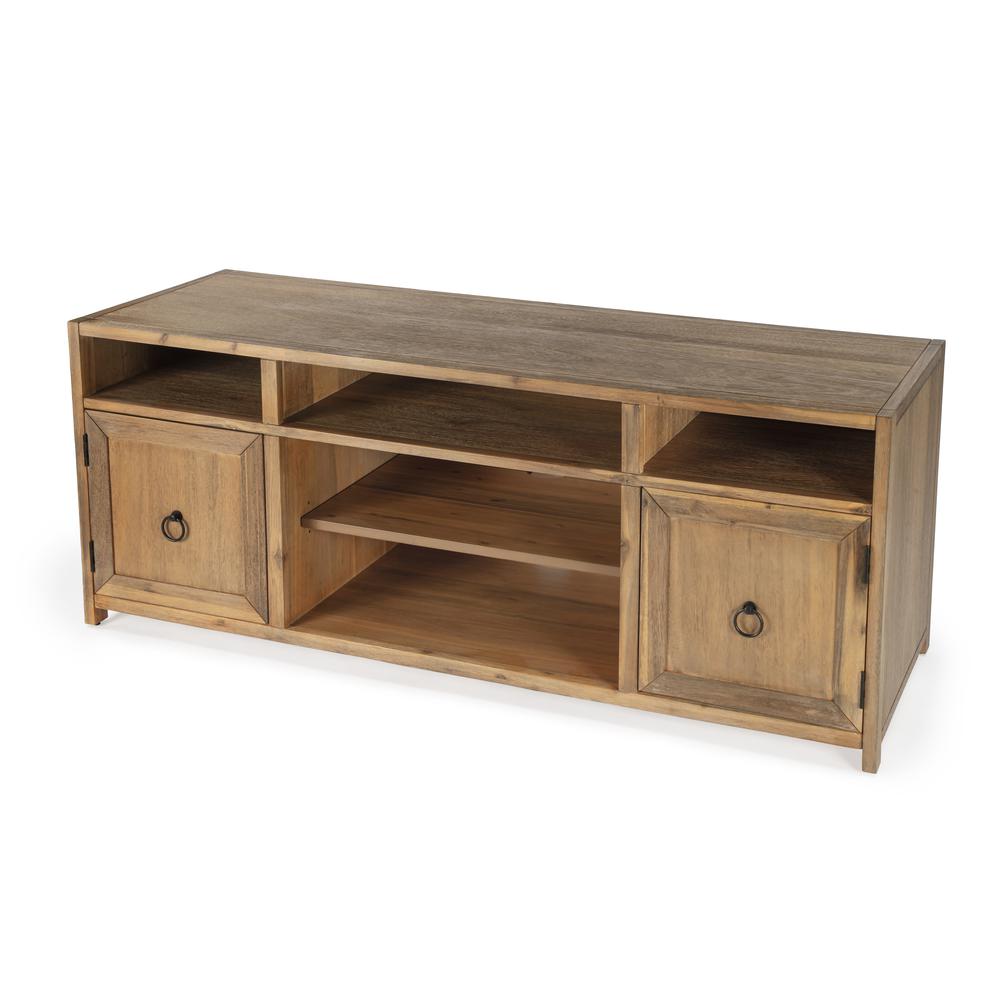 Lark Wood 65" TV Stand with Storage, Light Brown. Picture 1