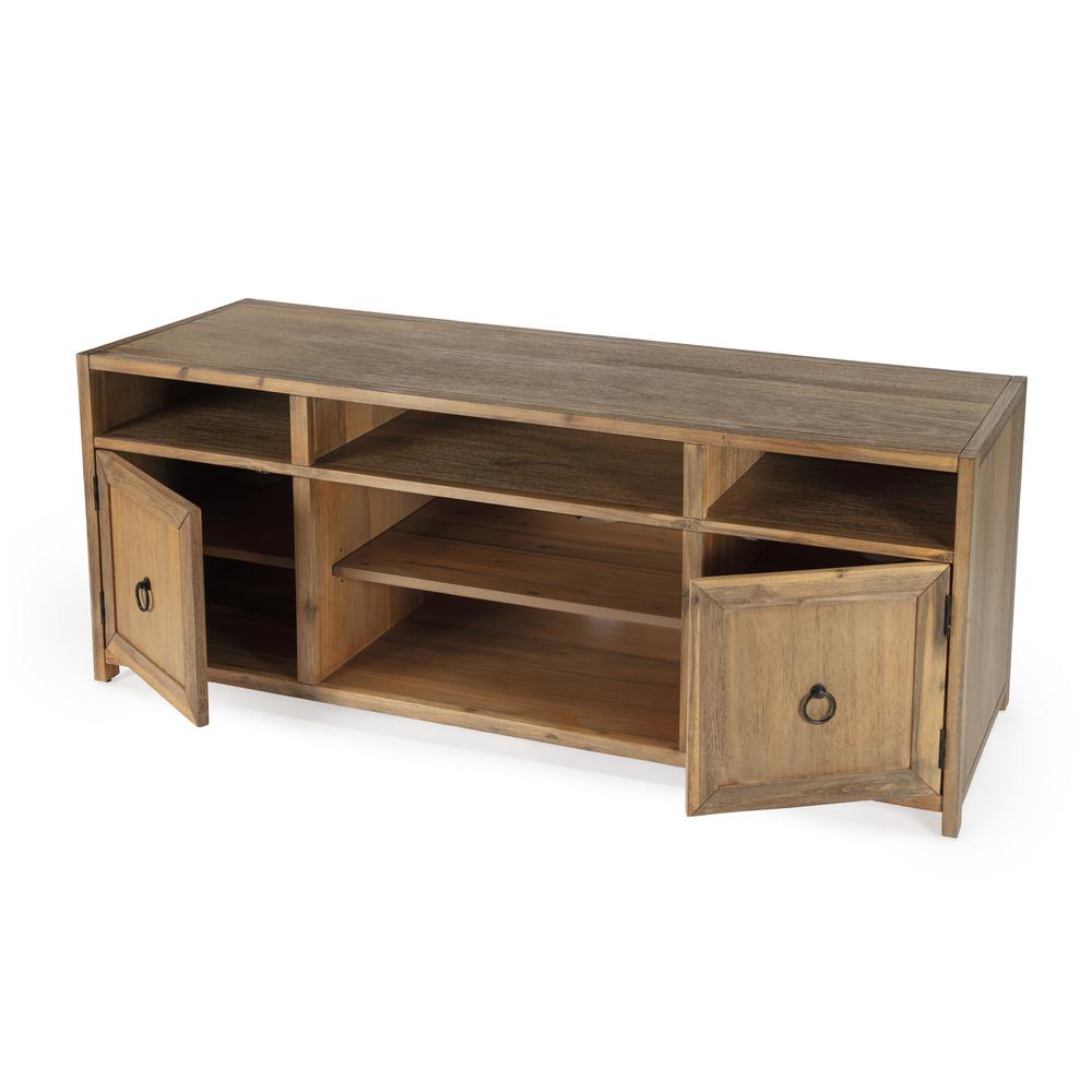 Lark Wood 65" TV Stand with Storage, Light Brown. Picture 3