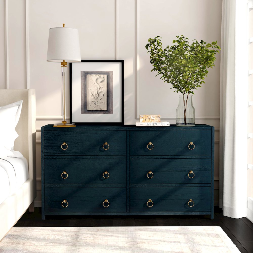 Lark 6 Drawer Dresser, Navy Blue. Picture 9
