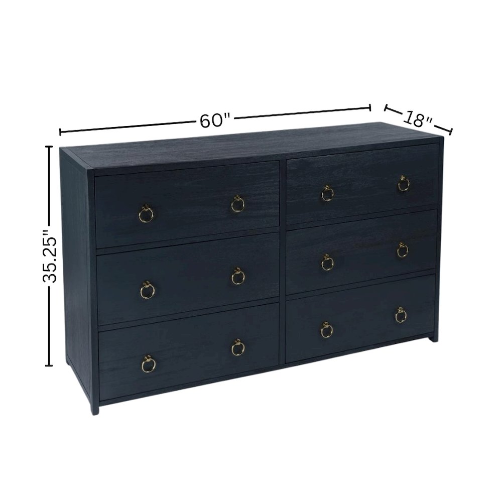 Navy Wood Dresser – 6 Drawer Dresser for Kids Bedroom or Guest Room. Picture 10