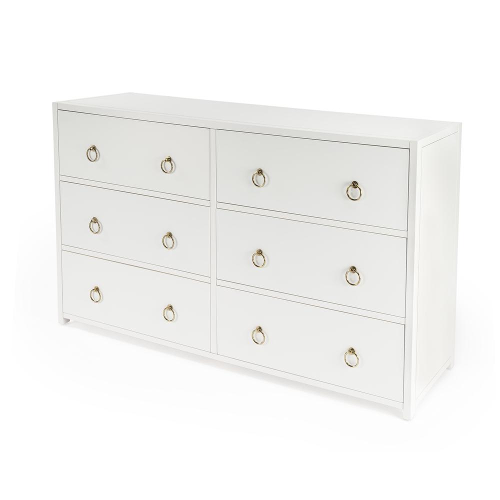 Lark 6 Drawer Dresser, White. Picture 1