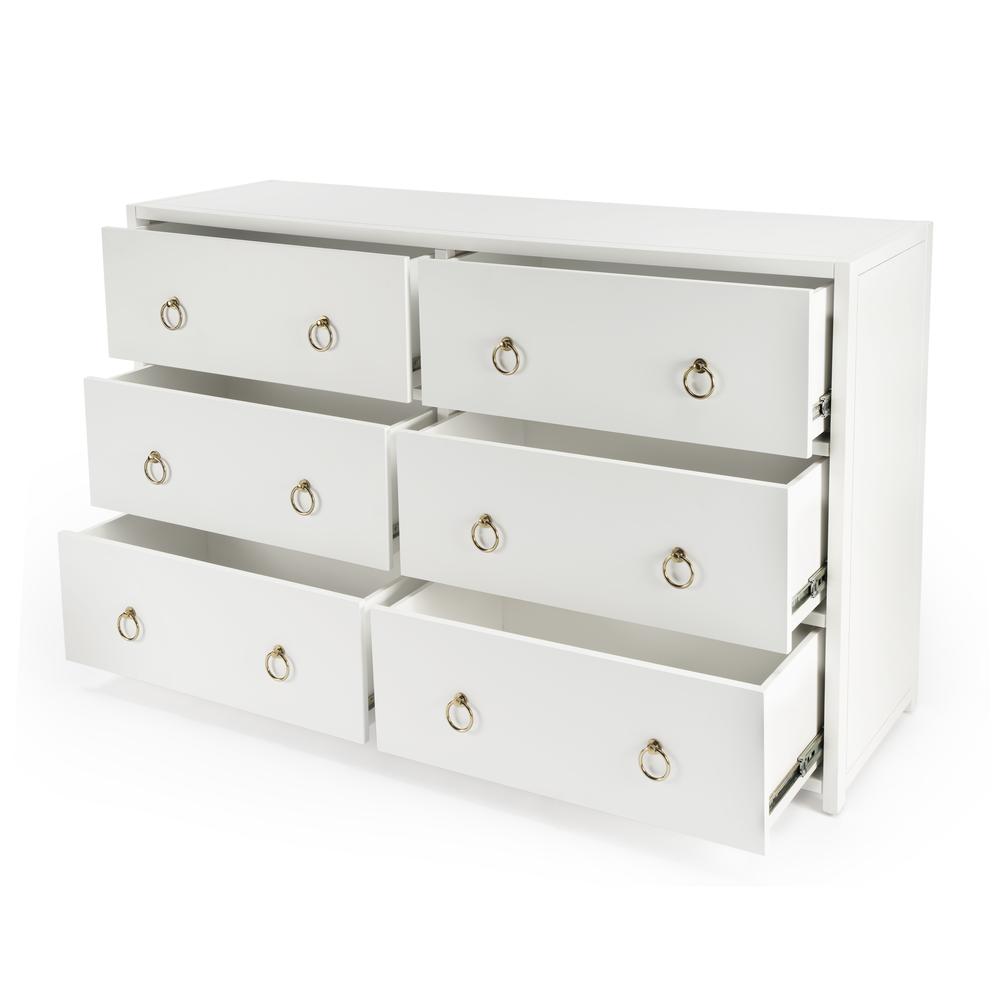 Lark 6 Drawer Dresser, White. Picture 2