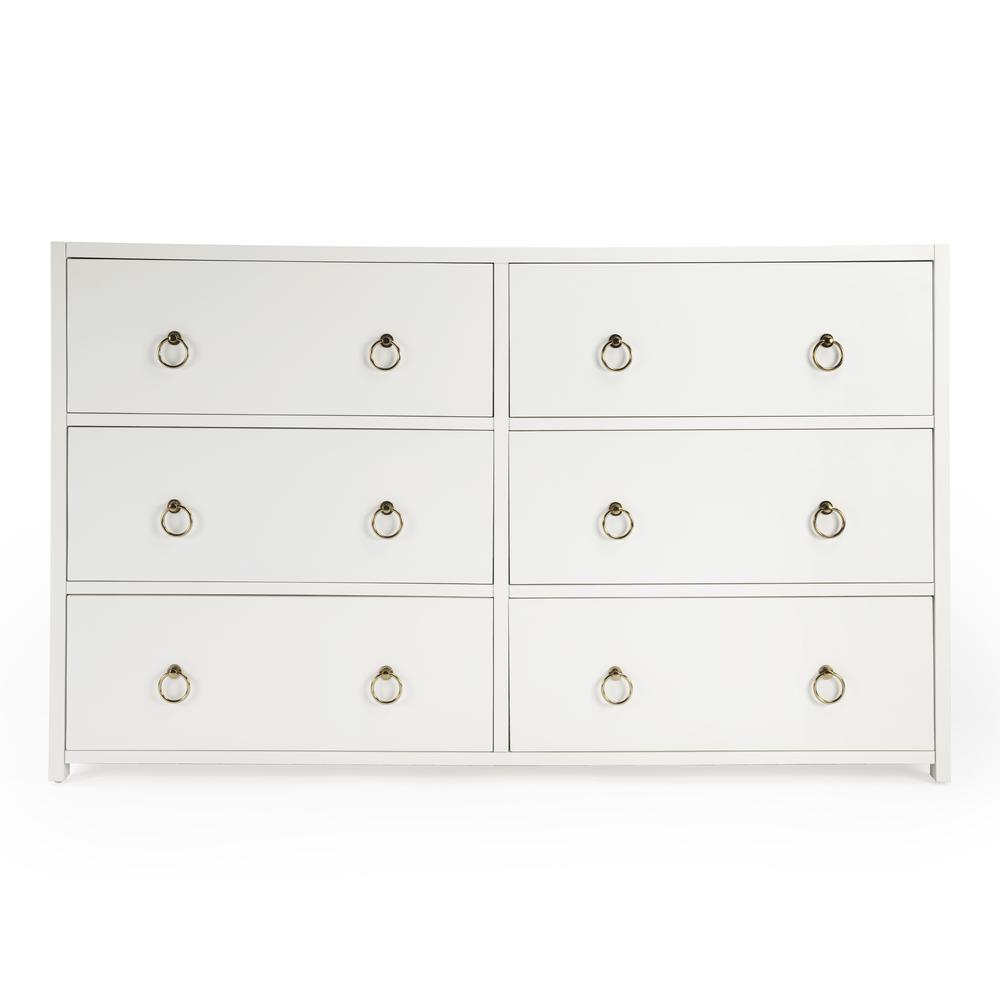 Lark 6 Drawer Dresser, White. Picture 3