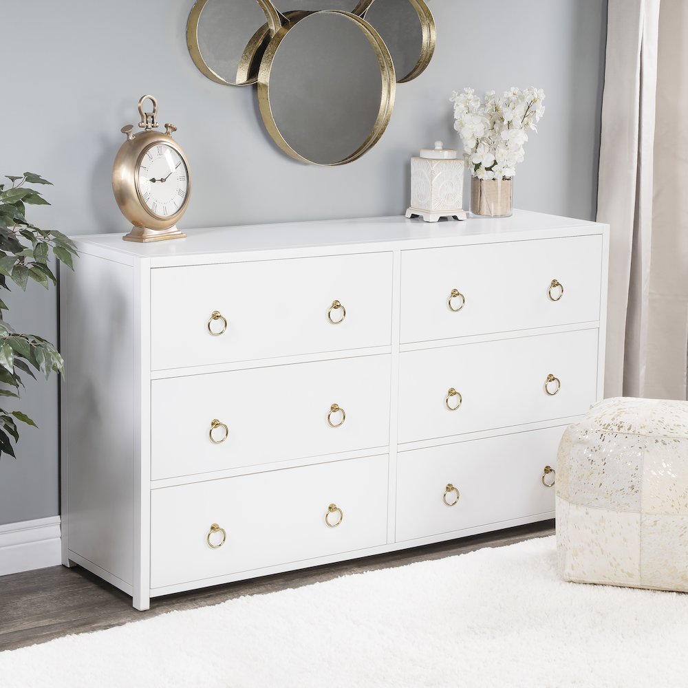 Lark 6 Drawer Dresser, White. Picture 9