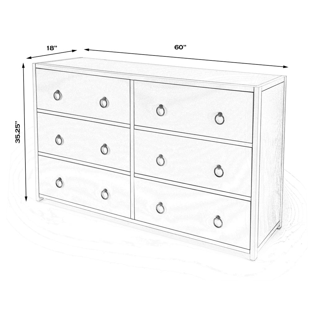 Lark 6 Drawer Natural Wood Dresser, Light Brown. Picture 8