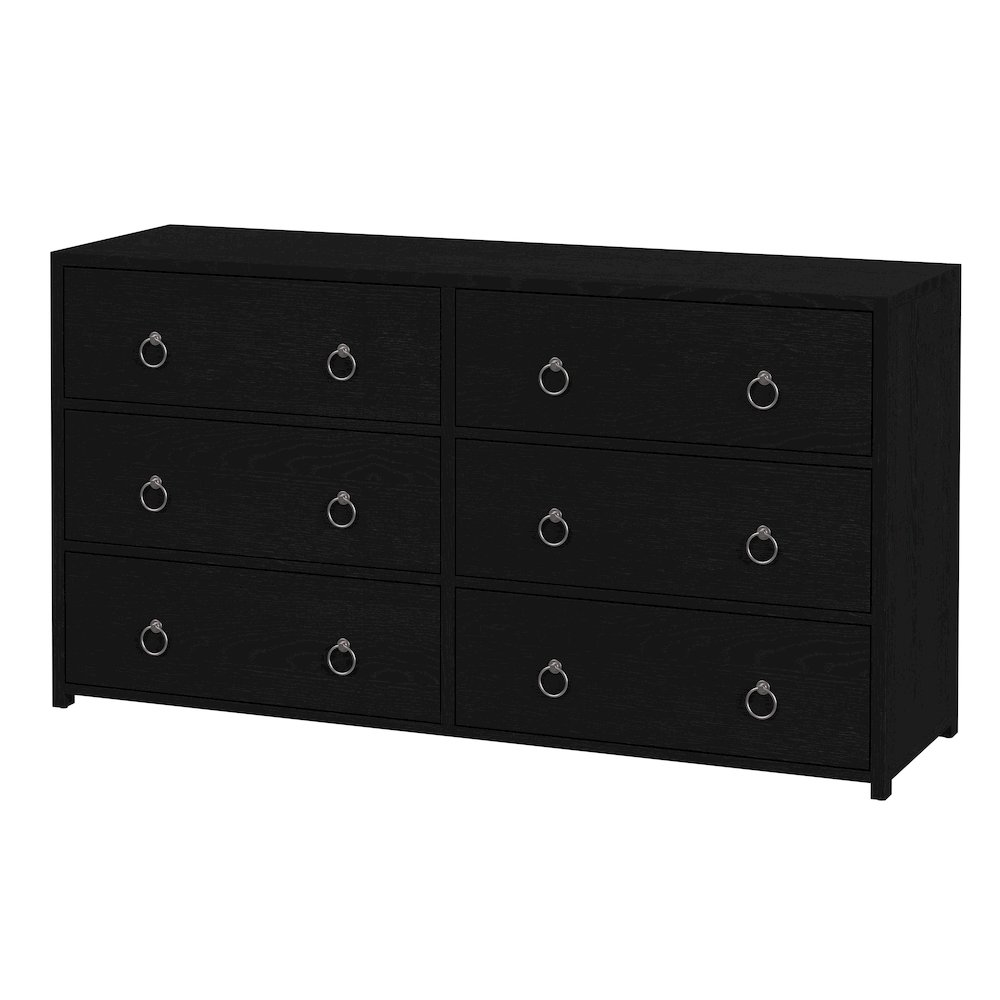 Lark 60 in. W Rectangular Wood 6 Drawer Dresser, Black. Picture 1