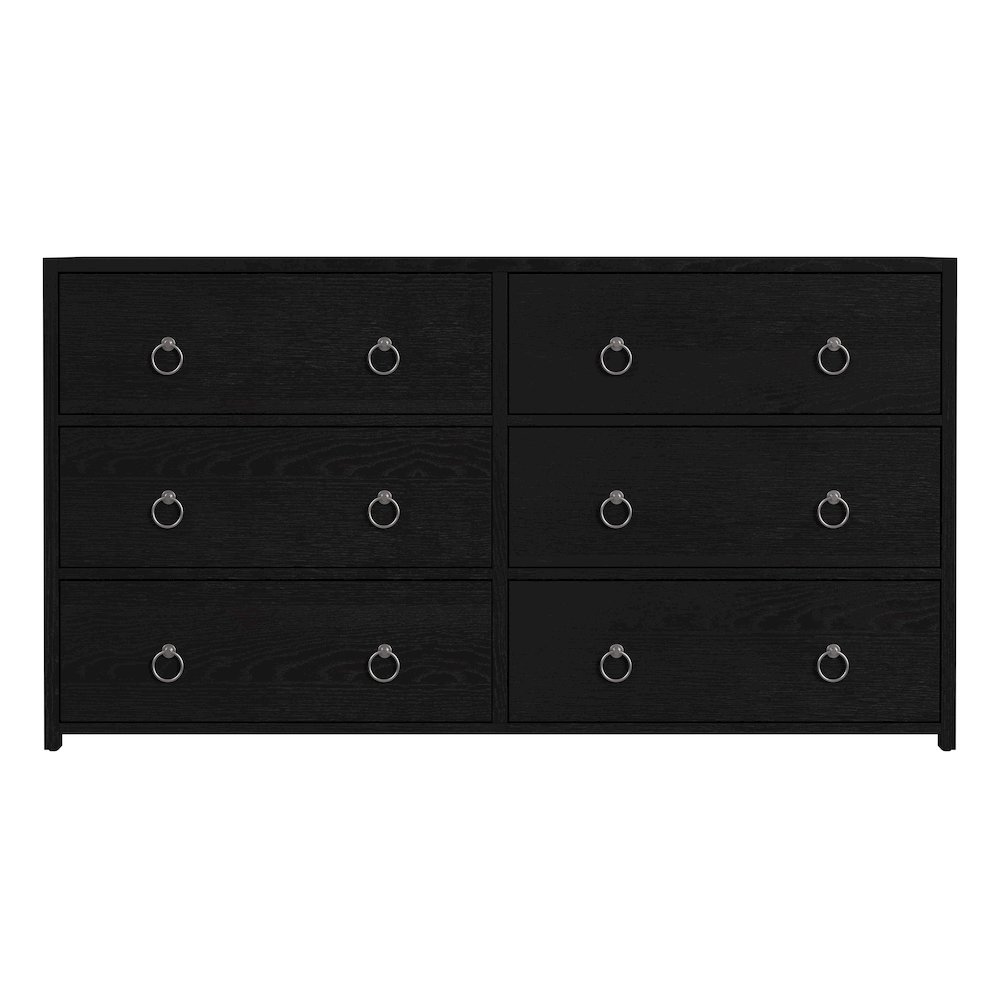 Lark 60 in. W Rectangular Wood 6 Drawer Dresser, Black. Picture 4