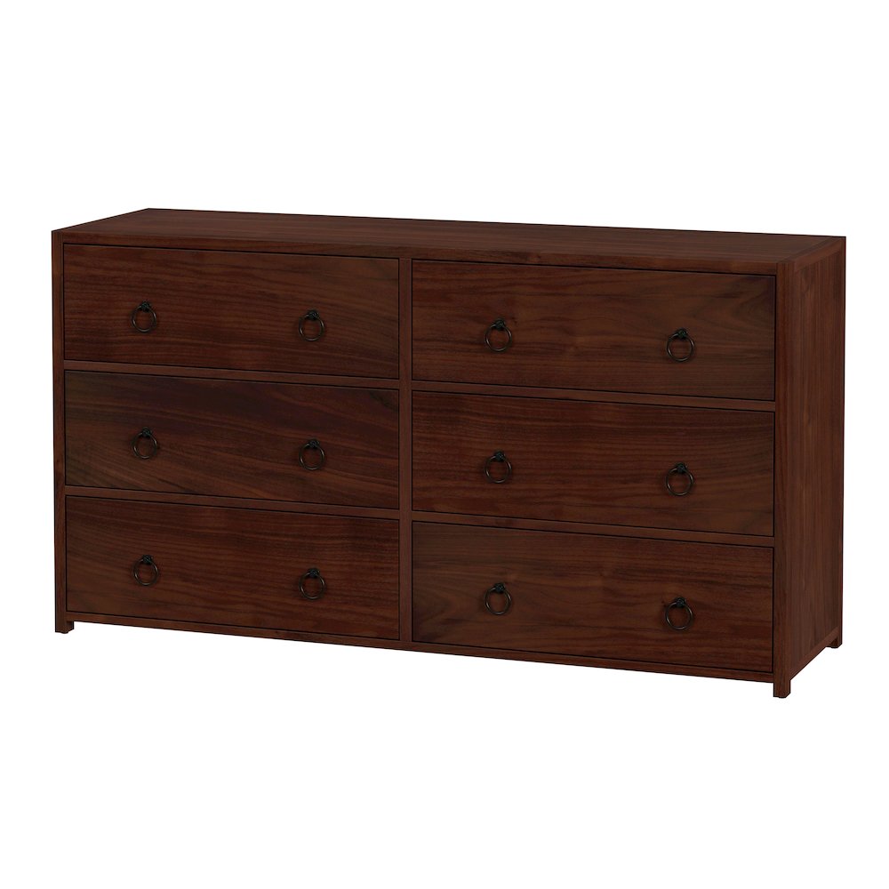 Lark 60 in. W Rectangular Wood 6 Drawer Dresser, Medium Brown. Picture 1