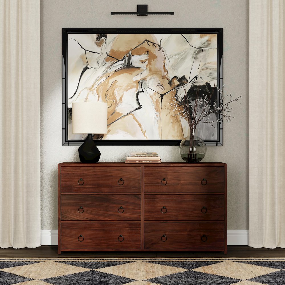 Lark 60 in. W Rectangular Wood 6 Drawer Dresser, Medium Brown. Picture 2