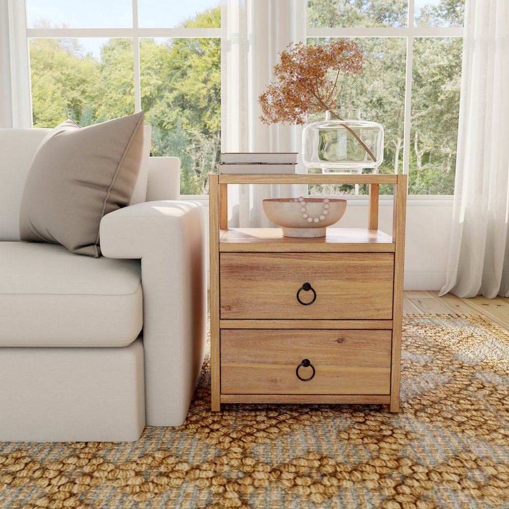 Lark Natural Wood Nightstand, Light Brown. Picture 10
