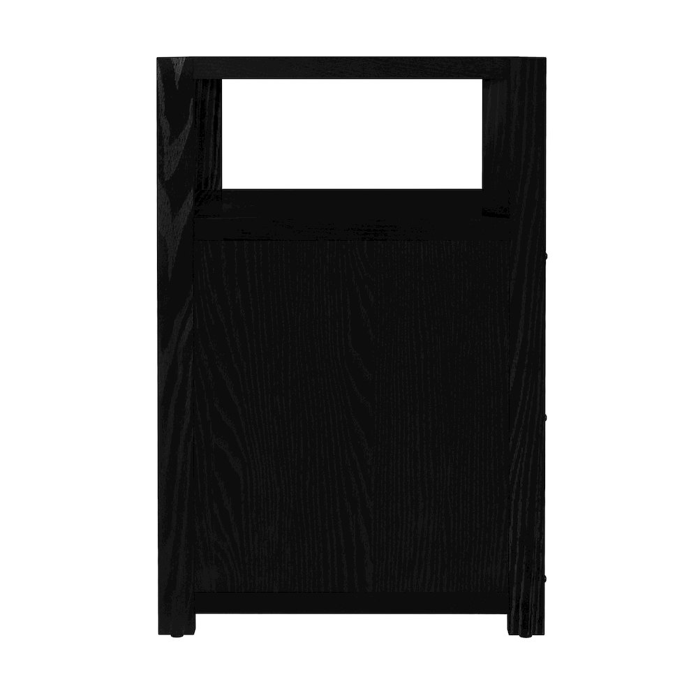 Lark 21 in. W Wood 2 Drawer Nightstand with Shelf, Black. Picture 5