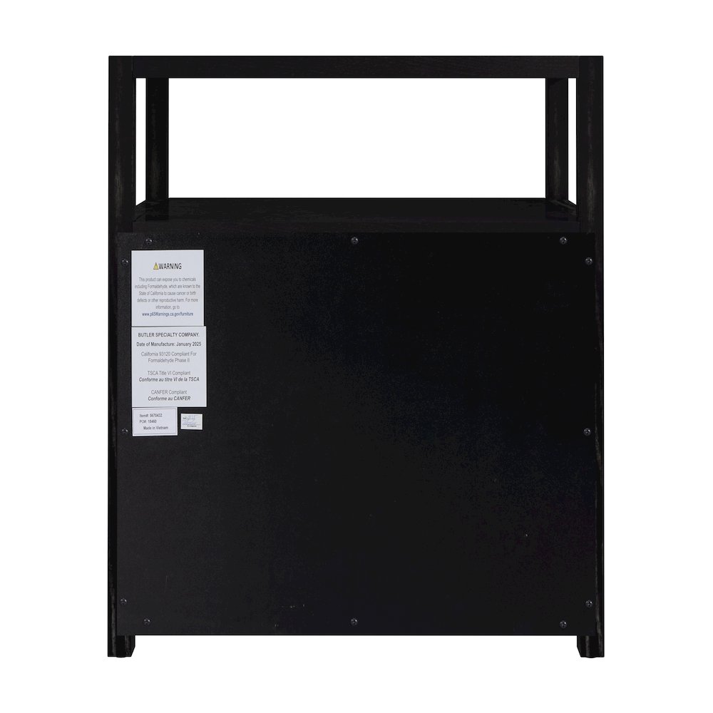 Lark 21 in. W Wood 2 Drawer Nightstand with Shelf, Black. Picture 6