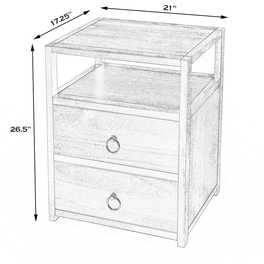 Lark 21 in. W Wood 2 Drawer Nightstand with Shelf, Black. Picture 3