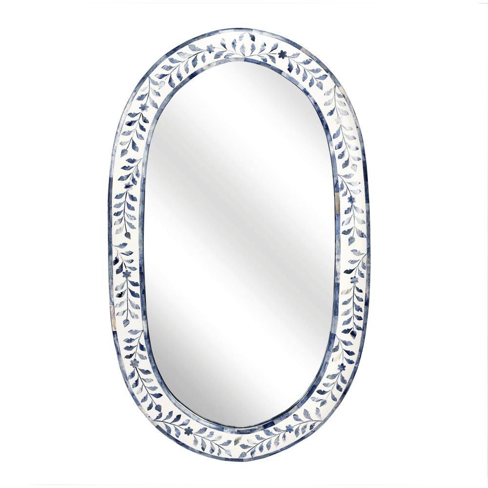 Trubadur Bone Inlay Wall Mirrored, White and Blue. Picture 1