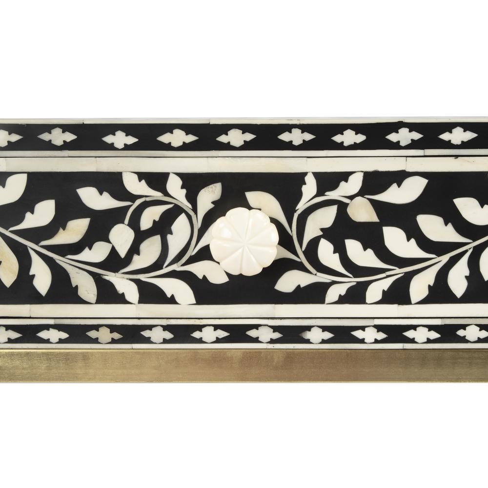Perilla  Bone Inlay Writing Desk, Black and White, Gold. Picture 4