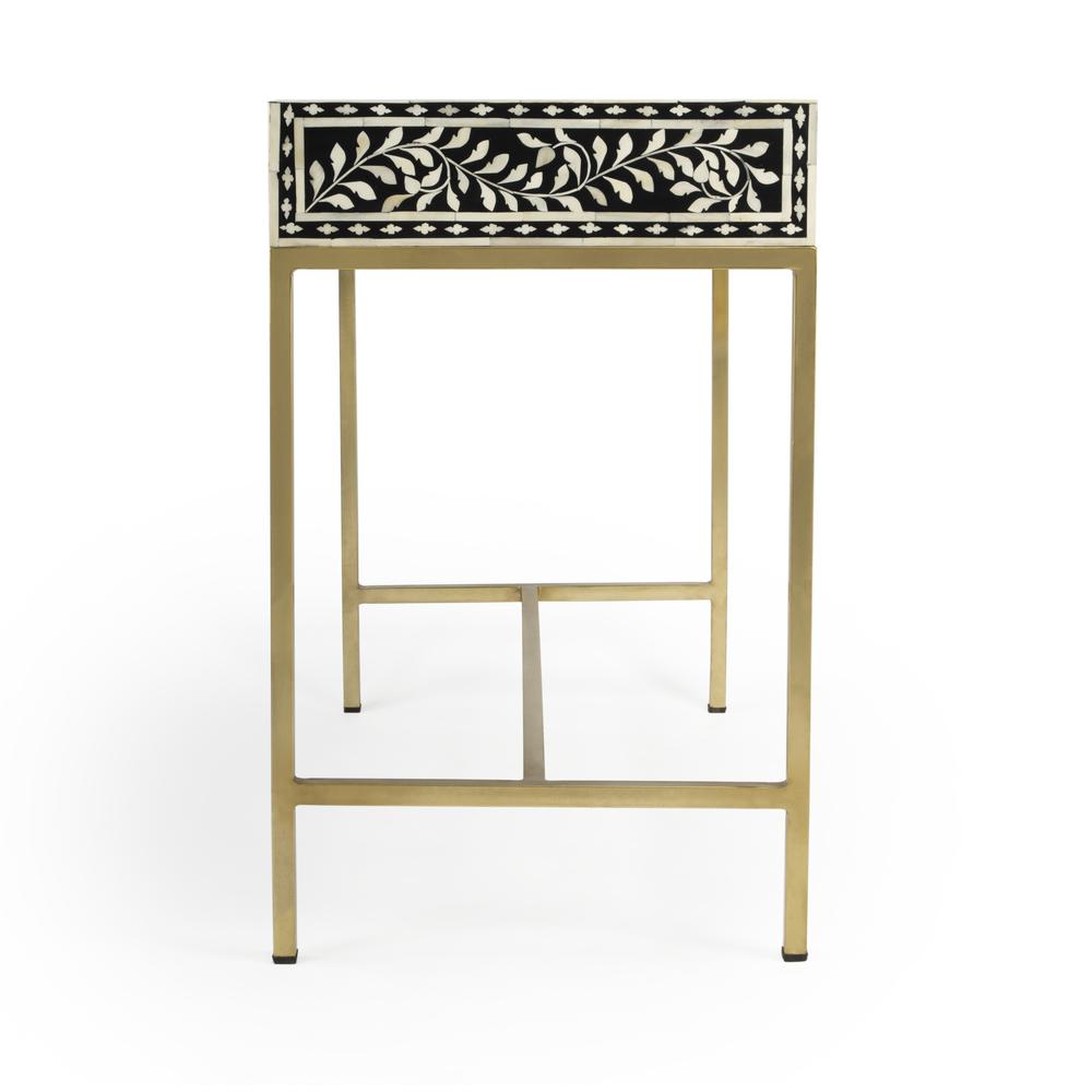 Perilla  Bone Inlay Writing Desk, Black and White, Gold. Picture 6