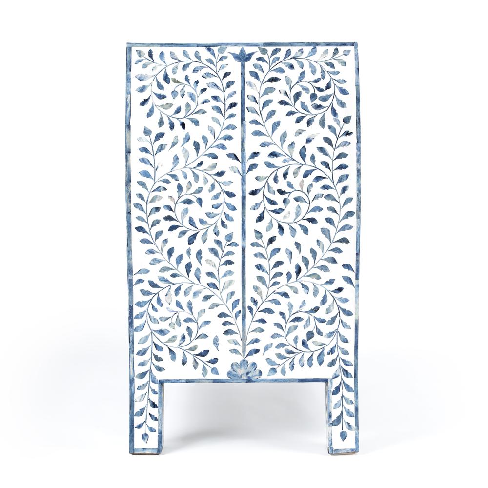 Trubadur and Bone Inlay 3 Drawer Chest, White and Blue. Picture 5