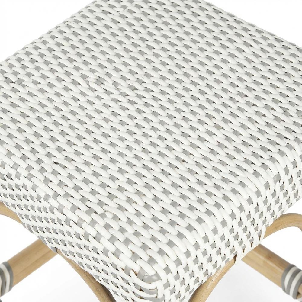 Rattan Counter Stool with Footrest, Coastal Bar Stool for Kitchen Dining Room. Picture 6