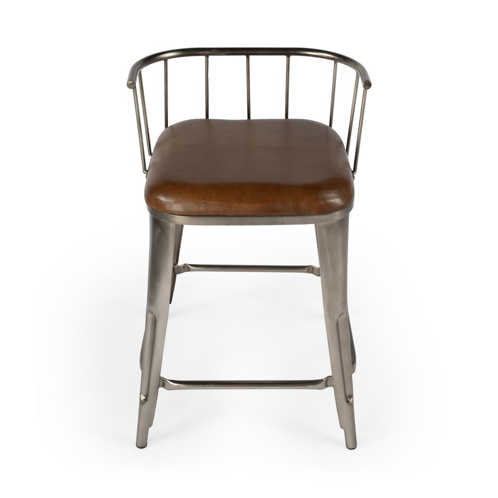 Coriander Iron & Leather 25" Counter Stool, Multi-Color. Picture 2