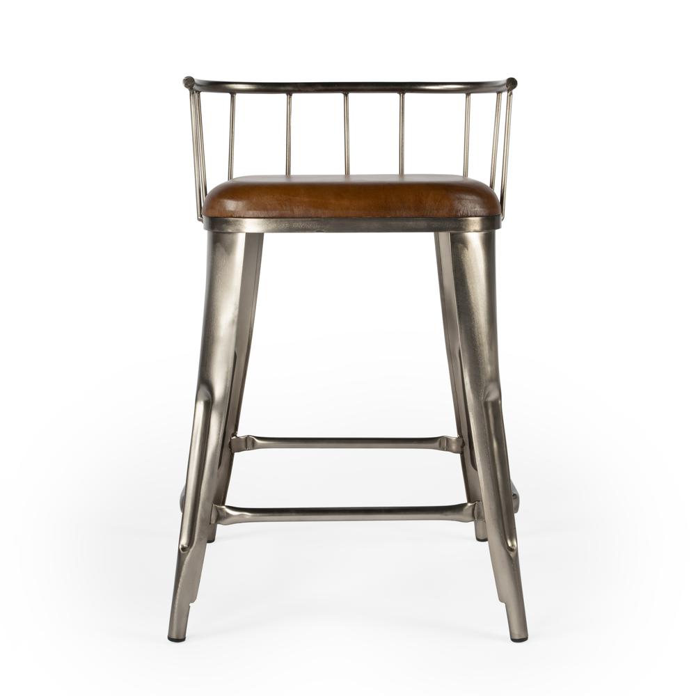 Coriander Iron & Leather 25" Counter Stool, Multi-Color. Picture 3