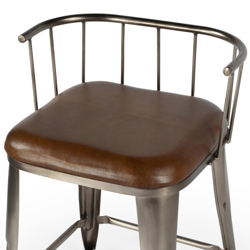 Coriander Iron & Leather 25" Counter Stool, Multi-Color. Picture 4
