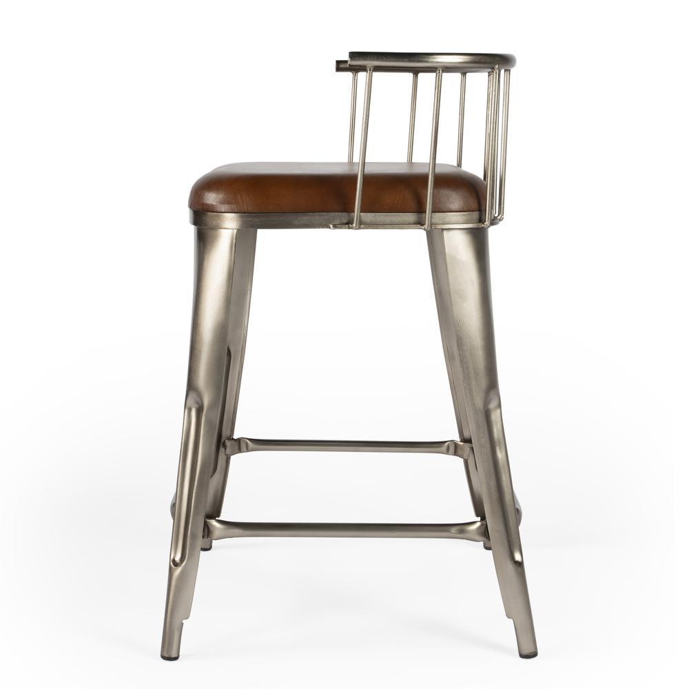Coriander Iron & Leather 25" Counter Stool, Multi-Color. Picture 5