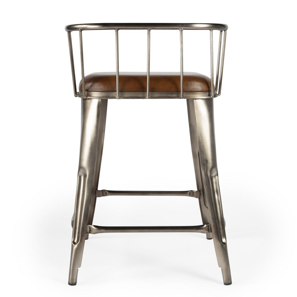 Coriander Iron & Leather 25" Counter Stool, Multi-Color. Picture 6
