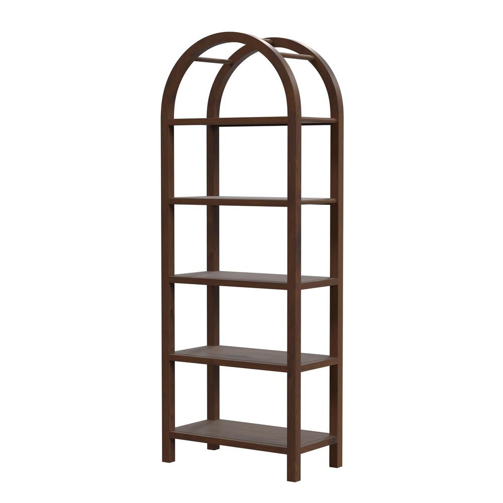Hanover Arched 5 Tier  Etagere Bookcase, Medium Brown. Picture 1
